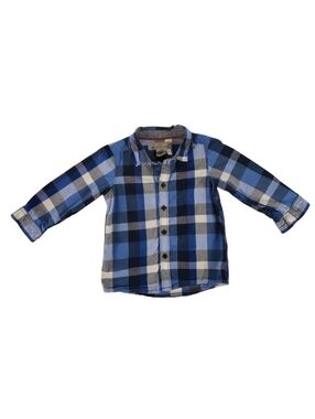 Label of Graded Good (L.O.G.G) by H&M Blue Plaid Button Long Sleeve Top | 12-18M